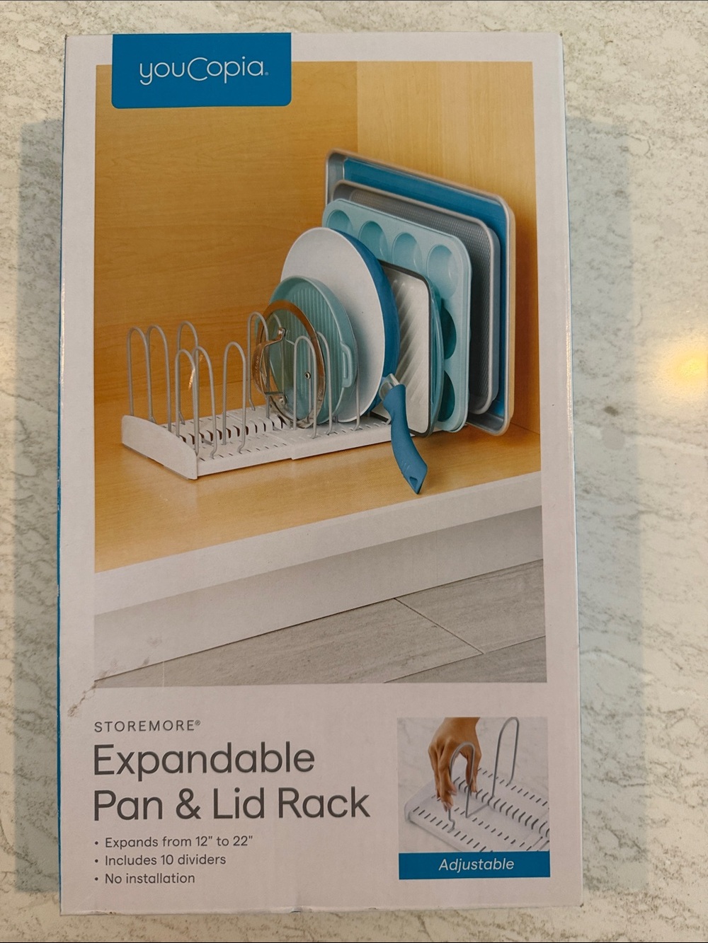 Expandable Pan & Lid Organizer Rack in White